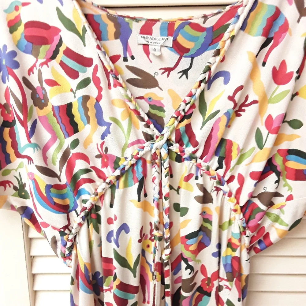Nieves Lavi Anthro Animal Print Shirt Boho Silk - Picture 1 of 8